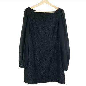 Eliza J Lace Shift Dress Long Sleeves Black Sz 14